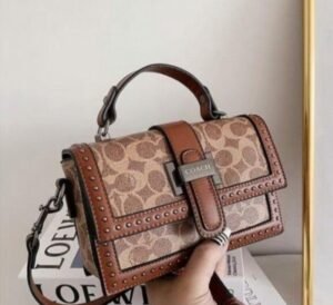 Coach studded Bag with Box Dust Bag Sling Belt Bill