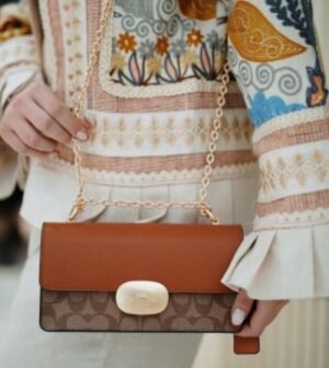 Coach Eliza Premium Crossbody Sling Bag With OG Magnetic Gift Box & Dust Bag (Tan Brown - 916)