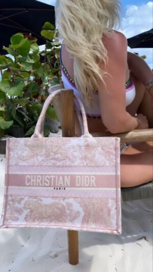 Dior Book Tote Pink Toile De Jouy With OG Box & Dust Bag & Scarf (Pink Tiger-574)(BSB)
