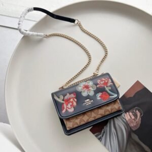 Coach Klare Floral Signature Crossbody Bag With OG Box & Dust Bag (Floral_Black-380)(BSB)