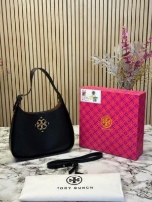 TOR Y BURCH WOMENS MILLER SMALL CLASSIC SHOULDER HANDBAG WITH OG BOX AND DUST BAG (BLACK)(MT)