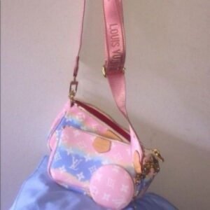 Louis vuitton pochette multi pink belt with og box(BH)