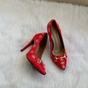 Gucci Bee Red Heels With Plain Box