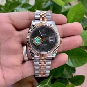 Rolexx Date Just 41 Silver Rose Gold Wimbeldon ZR