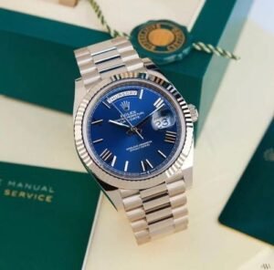 Rolex Day Date Silver Blue