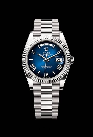 Rolex Day Date Silver Ombre Blue Dial