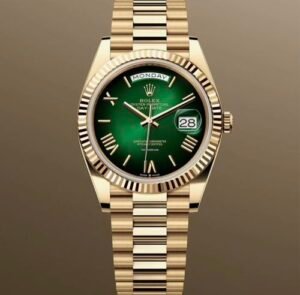 Rolex Day Date Gold Green Roman Figure