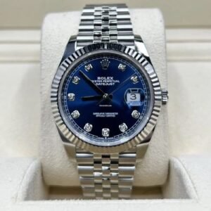 Rolex Date Just Silver Blue Diamond ZR