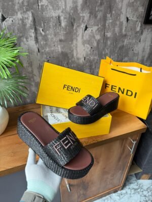 Fendi_Sunshine_Flip-flop_Sandal_With_Platform_In_Cotton_Fiber_Brown_Brown_With_OG_Box_&_Carry_Bag