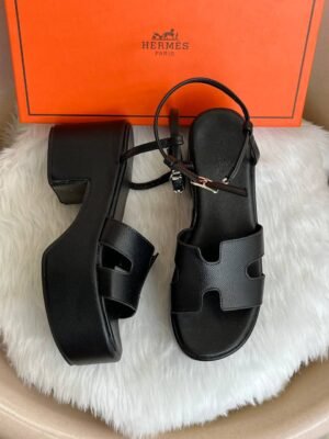 Hermes_Jam_30_Black_Platform_Sandal_With_Original_Box