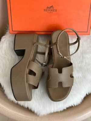 Hermes_Jam_30_Dark_Khakhi_Platform_Sandal_With_Original_Box
