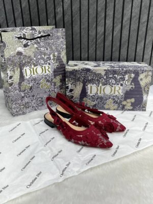 Dior_jadior_slingback_Flats_flower_Mesh_For_Women_With_Original_Box_And_Carry_Bag