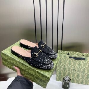 Gucci_PrinceTown_Horsebit_Black_Sparkle_Loafers_Mule_For_Women_Wid_OG_Box_&_Carry_Bag