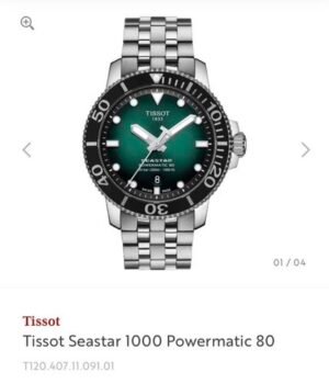 Tissot Seastar 1000 Powermatic 80 Green Metal Authentic Quality