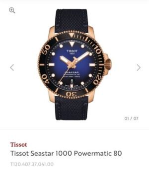 Tissot Seastar 1000 Powermatic 80 Rose Gold Blue Authentic Quality With Original Box