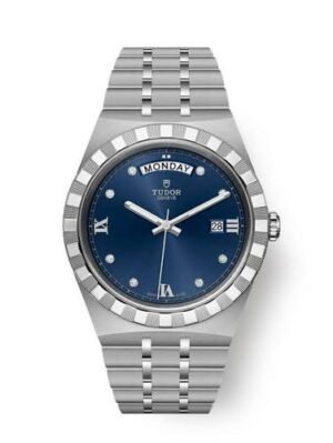 Tudor Royal Day Date Silver Blue diamond Initials