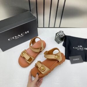 Coach_Plain_Brown_Sandals_Flats_For_Women_With_Original_Box_And_Dust_cover_2811-1_Brown