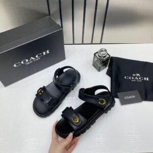 Coach_Plain_Black_Sandals_Flats_For_Women_With_Original_Box_And_Dust_cover_2811-1_Black