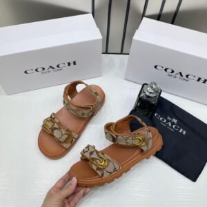 Coach_Monogram_Brown_Sandals_Flats_For_Women_With_Original_Box_And_Dust_cover_2811-2_Brown