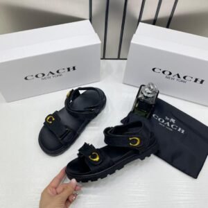 Coach_Monogram_Black_Sandals_Flats_For_Women_With_Original_Box_And_Dust_cover_2811-2_Black