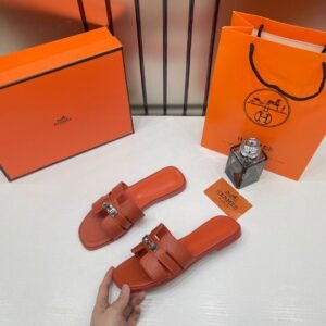 Hermes_Oran_Orange_Flats_For_Woman_With_Original_Box_Carry_Bag_