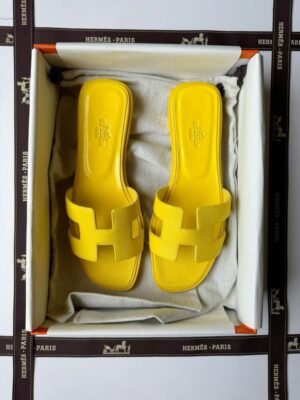 Hermes_Oran_Yellow_Flats_Sandal_For_Women_With_Original_Box_And_Carry_Bag