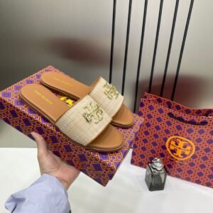 Tory_Burch_Eleanor_Slide_Flat_Brown_Canvas_With_OG_Box_1892_Brown_Canvas