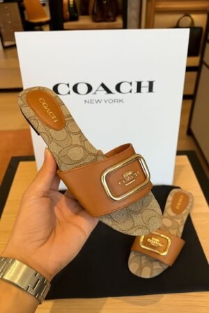 Coach_Monogrammed_Leather_Slide_Brown_With_OG_Box_Dust_Cover_A1892_Brown