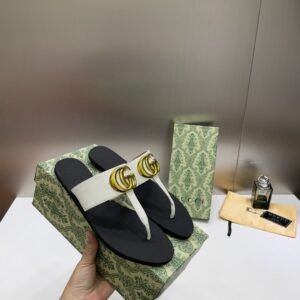 Gucci_Mules_Sandals_Flat_GG_Marmont_Leather_White_HN-3835_With_OG_Box_&_Dust_Cover
