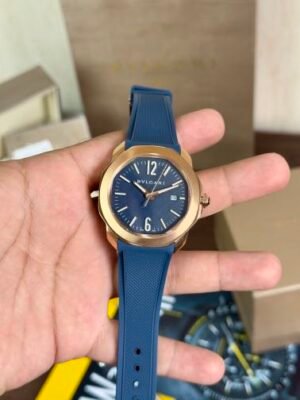 Bvlgari Octo Plain Dial Blue Rose Gold