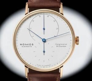Nomos Glashutte Brown Rose Gold Blue Hand