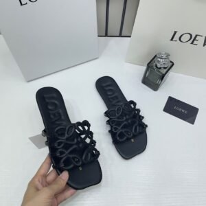 Loewe Petal Anagram Black Slides For Women With Original Box And Dust Cover Black 2506