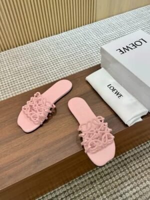 Loewe Petal Anagram Pink Slides For Women With Original Box And Dust Cover Pink 2506