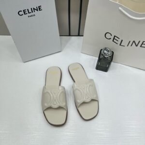 Celine Clemence Mule White Leather With OG Box & Carry Bag 1892