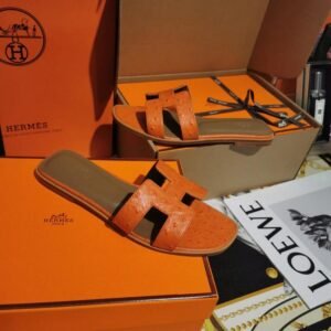 Hermes_Oran_Orange_Slides_With_OriginalBox_DustCover_CarryBag_Tags_Highend