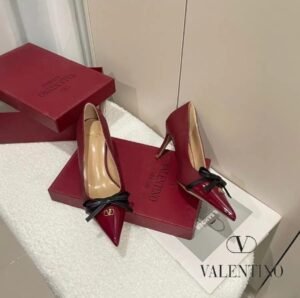 Valentino_Pump_Heel_Elegant_Womens_Wine_Patent_Leather_With_Black_Knot_With_OG_Box_&_Carry_Bag_933-V9_Wine