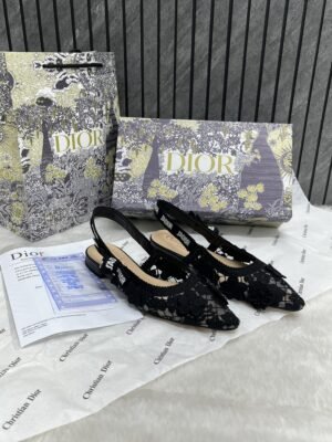 Dior_JAdior_Slingback_Transparent_Mesh_Black_Dior_Embroidery_Flat_With_OG_Box_Dust_Bag_&_Carry_Bag