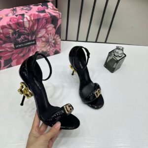 Dolce_&_Gabbana_Sculpted-Heel_Baroque_DG_Patent_Black_Leather_Sandal_Heels_With_OG_Box_5789-2_Black