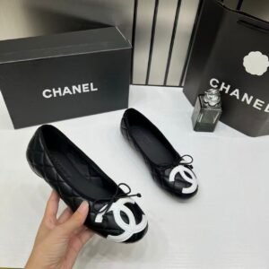 Chanel_Quilted_Cambon_Leather_Ballet_Flats_In_Black_&_White_With_White_Toe_Bow_With_OG_Box_&_Carry_Bag