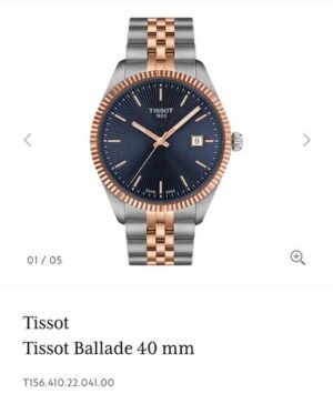 Tissot Ballade 40 mm Silver Rose Gold Blue Authentic Store Quality With OG Box