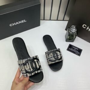 Chanel_Tweed_Fabric_Slide_Sandals_With_OG_Box_&_Carry_Bag_Black_CC_Logo_1892