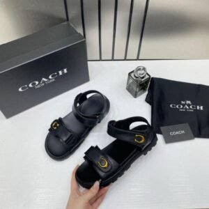 Coach_Plain__Black_Sandals_Flats_For_Women_With_Original_Box_And_Dustcover
