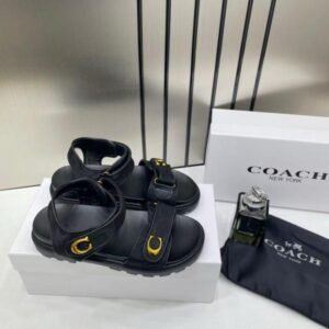 Coach_Monogram_Black_Sandals_Flats_For_Women_With_Original_Box_And_Dustcover