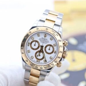 Rolex Daytona Silver Gold White Dial Diamond Initials