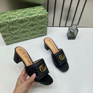 Gucci_GG_Marmont_Black_Mules_Sandal_Heel_For_Women_With_OG_Box_And_Carry_Bag_2189-G_Black