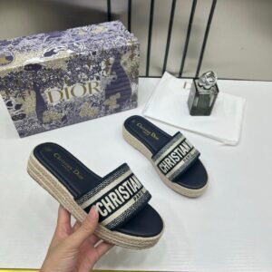 Christian_Dior_Dway_Platform_Slide_Sandals_Blue_Embroidered_Signature_Strap_With_OG_Carry_Bag_3369_Blue