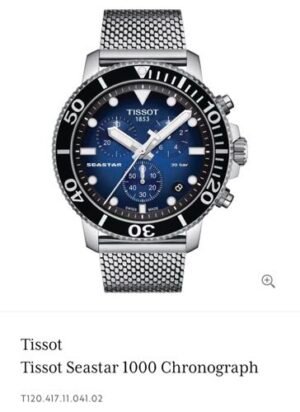 Tissot Seastar Chronograph Blue Dial Authentic Store Quality
