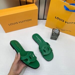 Louis_Vuitton_Lv_Isola_Green_Flat_Mule_For_Her_Wid_OG_Box_Carry_Bag_Green