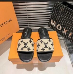 Louis_Vuitton_Lv__Brown_Canvas_Flat_Mule_For_Her_Wid_OG_Box_Carry_Bag_Brown_Canvas